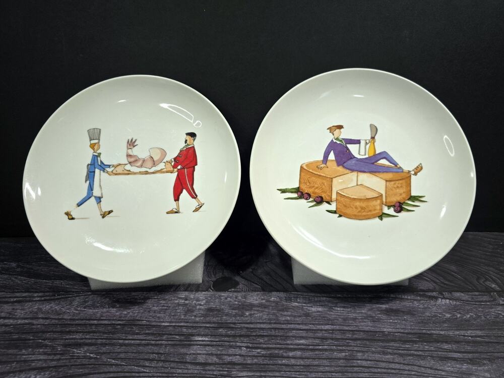 Set of 2 VTG Cider House Designpac French Waiter Appetizer Plates Shrimp/Cheese